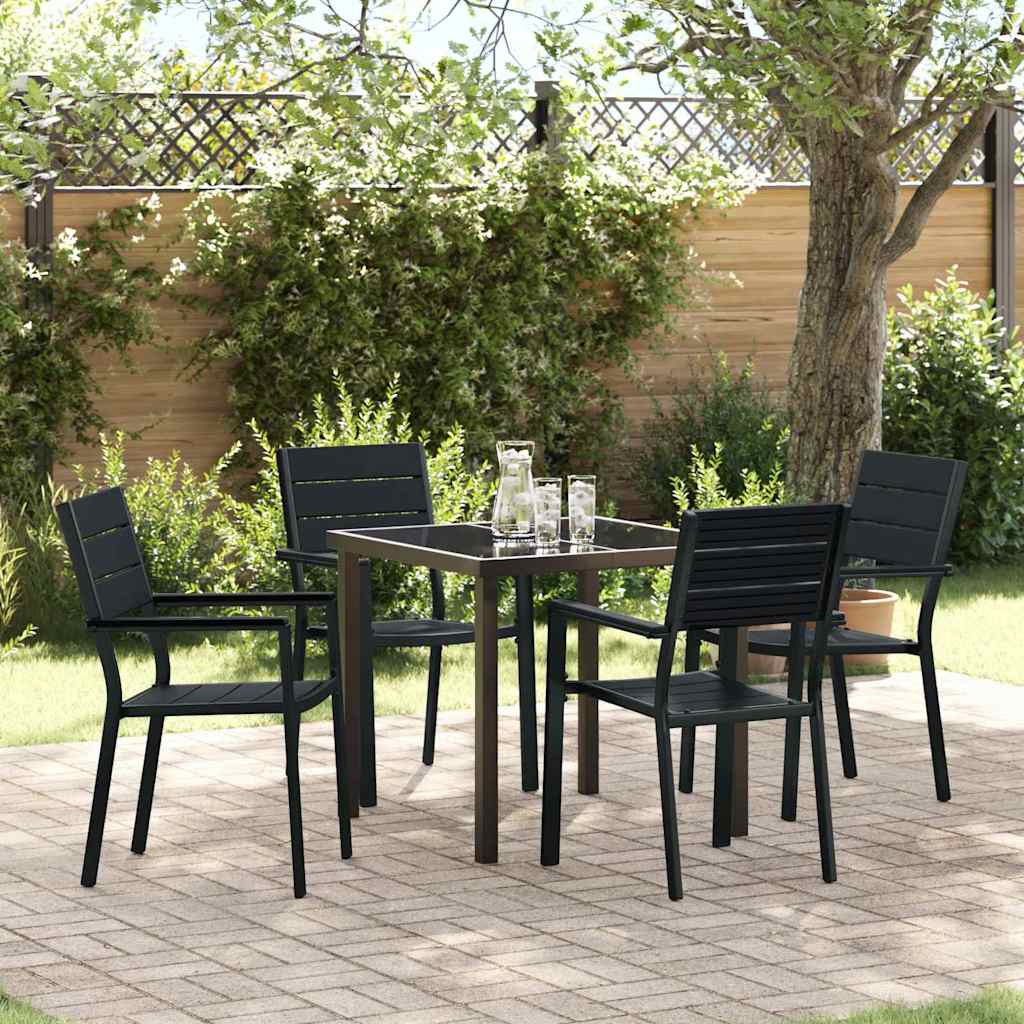 Garten Essgruppe 5 stk. Schwarz Pulverbeschichteter Stahl