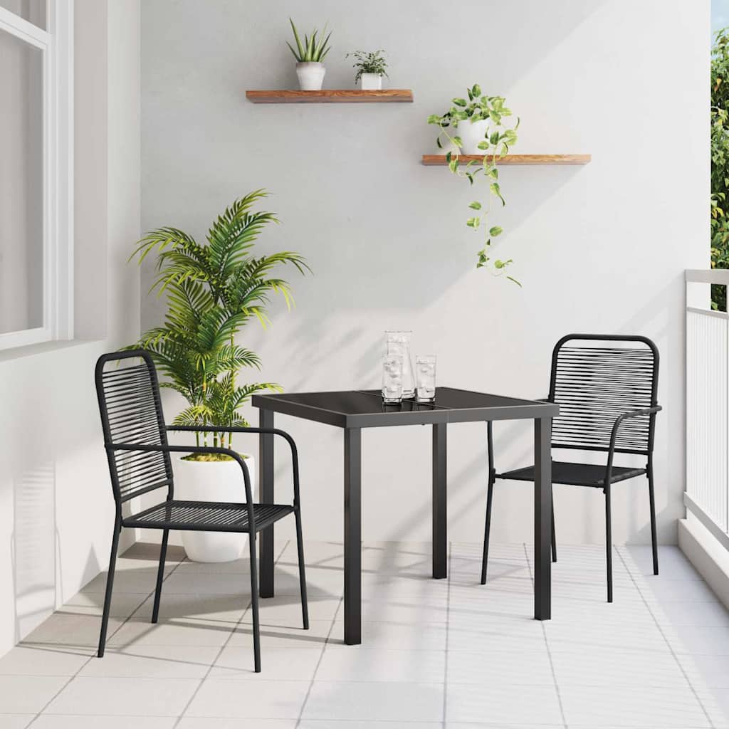 Garten Essgruppe 3 stk. Schwarz Pulverbeschichteter Stahl