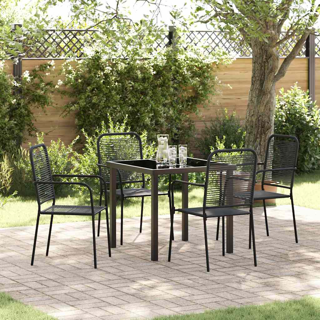 Garten Essgruppe 5 stk. Schwarz Pulverbeschichteter Stahl