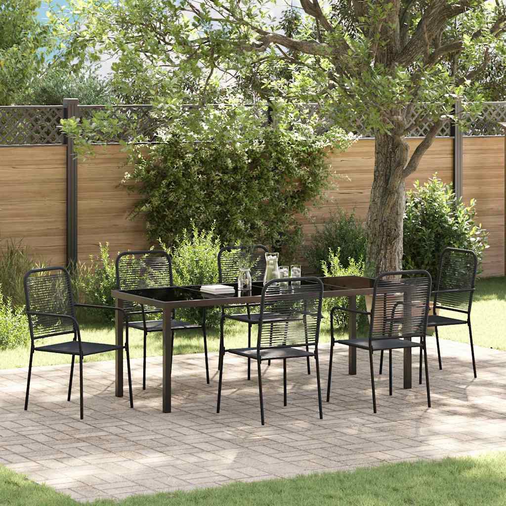 Garten Essgruppe 7 stk. Schwarz Pulverbeschichteter Stahl
