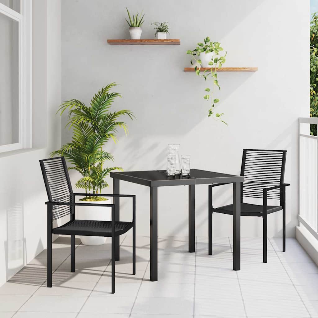 Garten Essgruppe 3 stk. Schwarz Pulverbeschichteter Stahl
