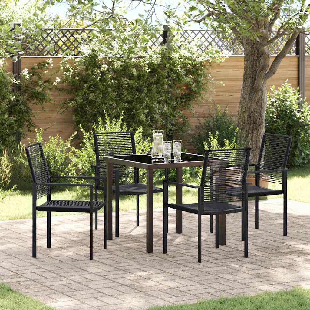 Garten Essgruppe 5 stk. Schwarz Pulverbeschichteter Stahl