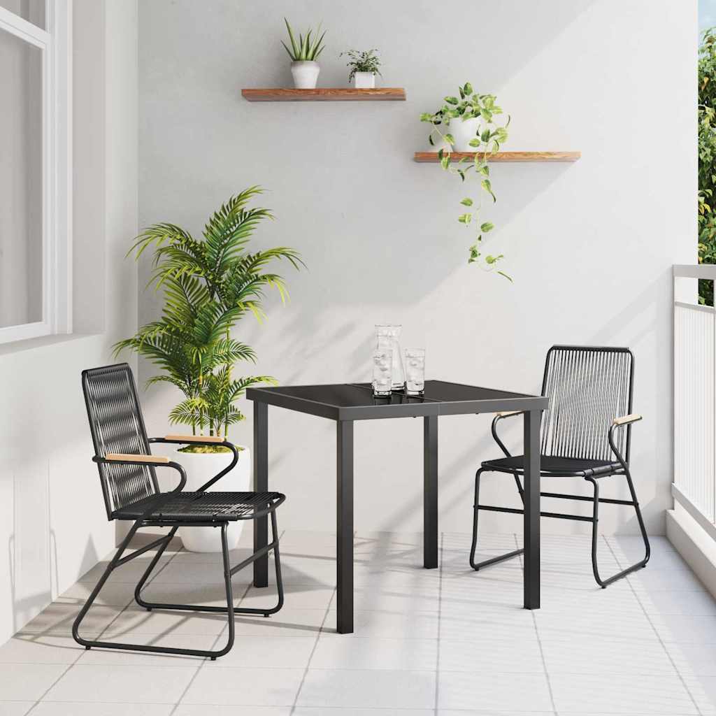 Garten Essgruppe 3 stk. Schwarz Pulverbeschichteter Stahl