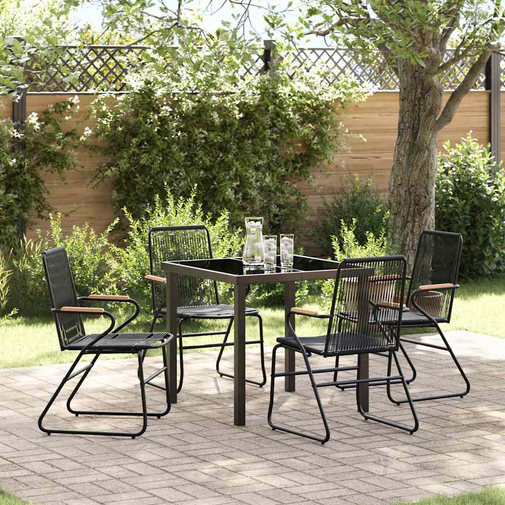 Garten Essgruppe 5 stk. Schwarz Pulverbeschichteter Stahl