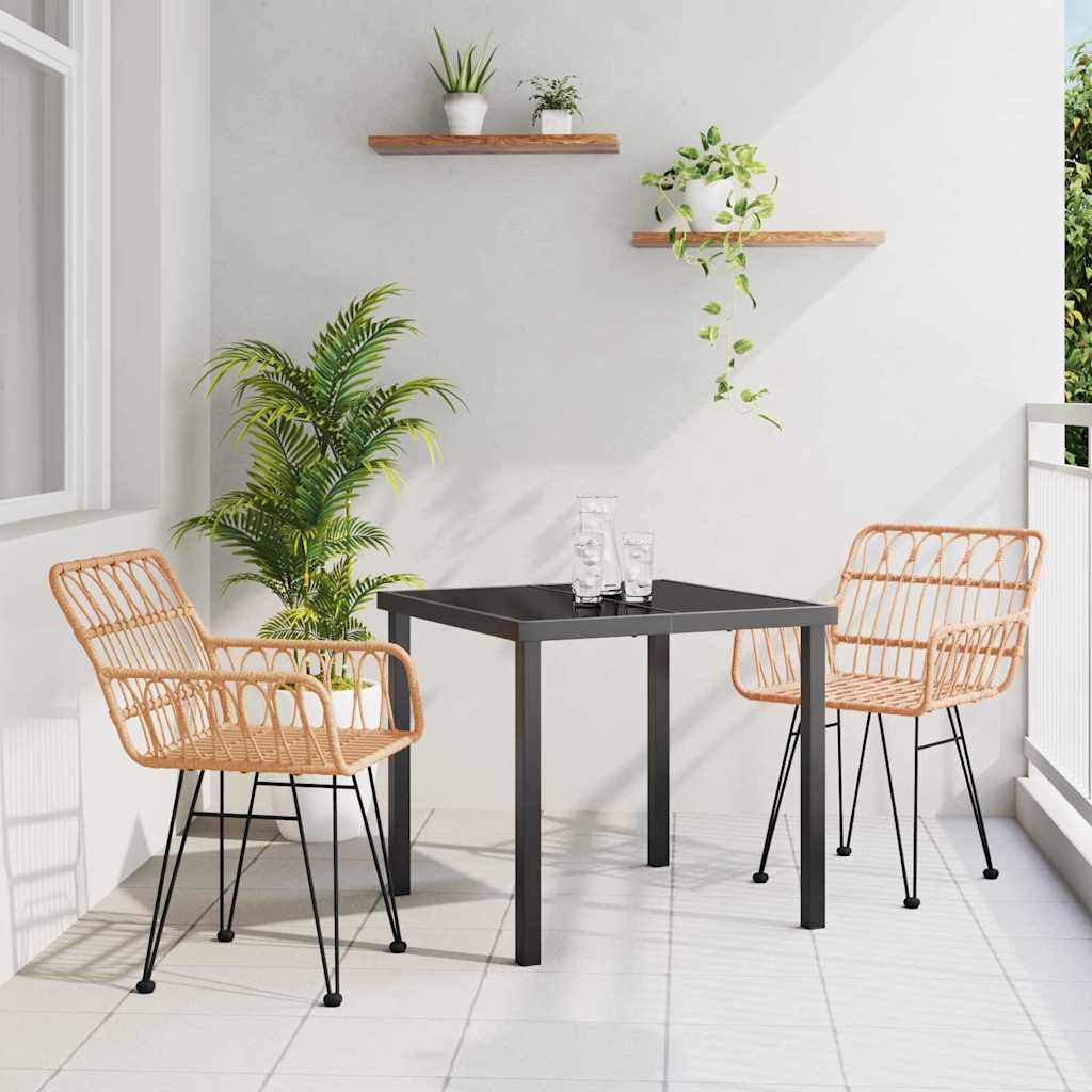 Garten Essgruppe 3 stk. Braun Pulverbeschichteter Stahl