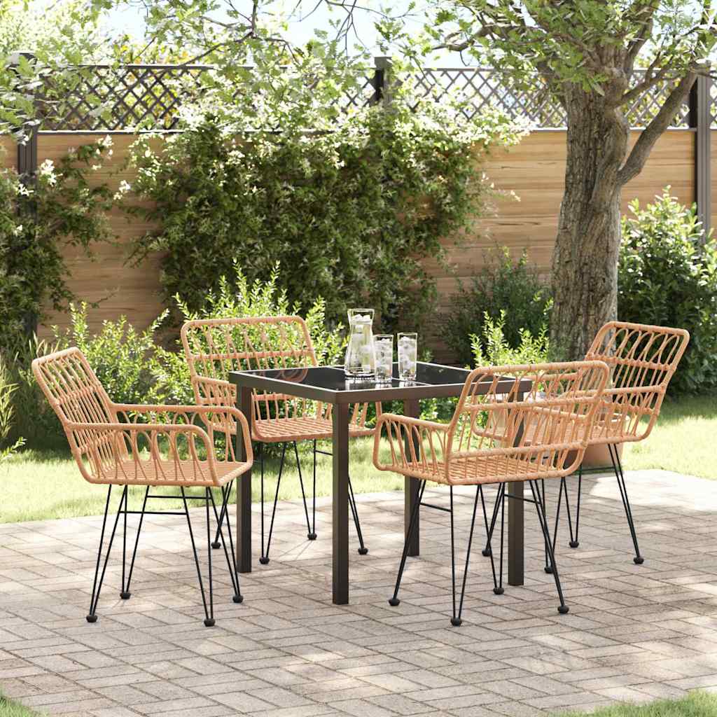 Garten Essgruppe 5 stk. Braun Pulverbeschichteter Stahl