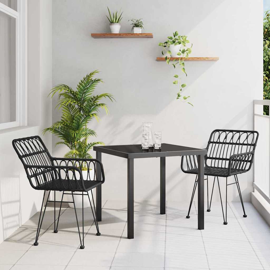 Garten Essgruppe 3 stk. Schwarz Pulverbeschichteter Stahl