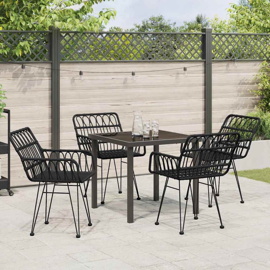 Garten Essgruppe 5 stk. Schwarz Pulverbeschichteter Stahl