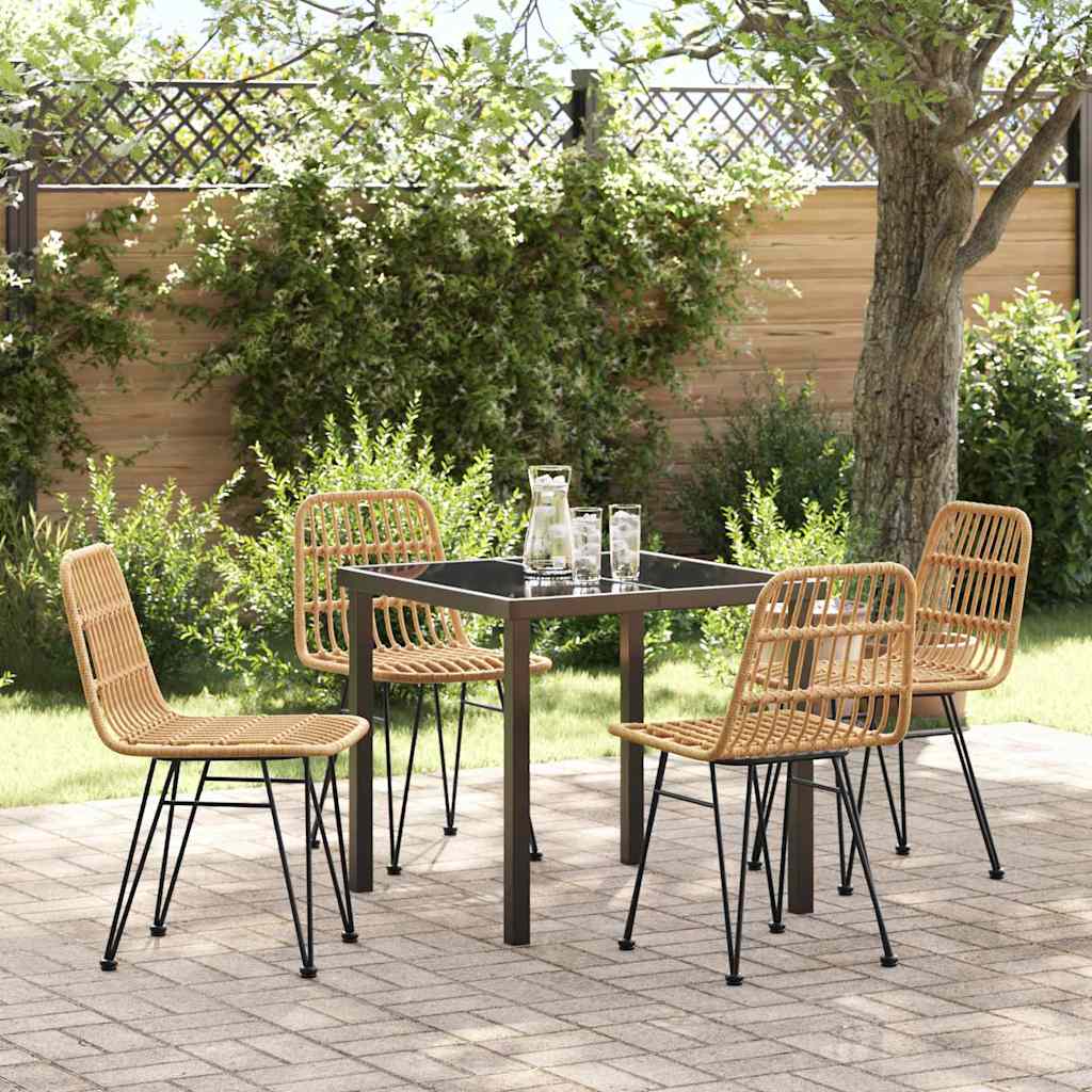 Garten Essgruppe 5 stk. Braun Pulverbeschichteter Stahl