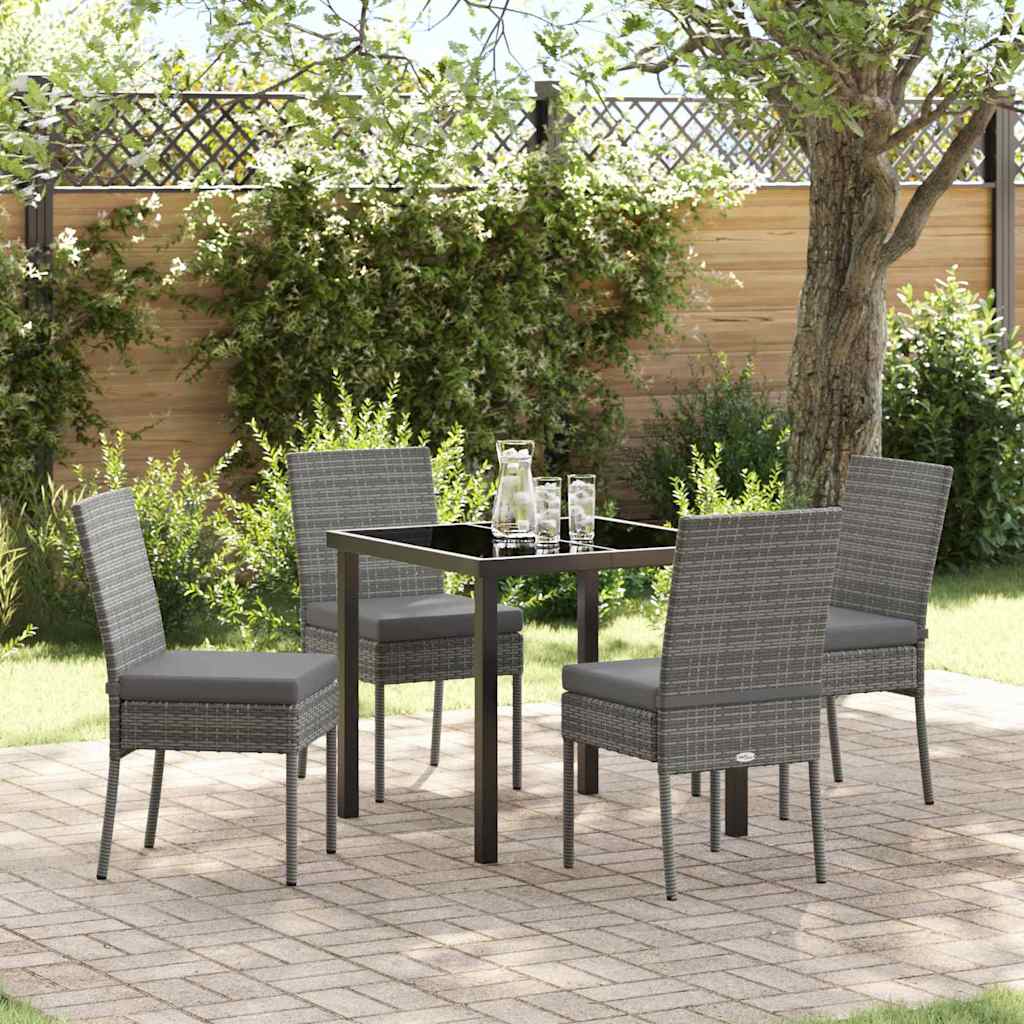 Garten Essgruppe 5 stk. Grau Pulverbeschichteter Stahl