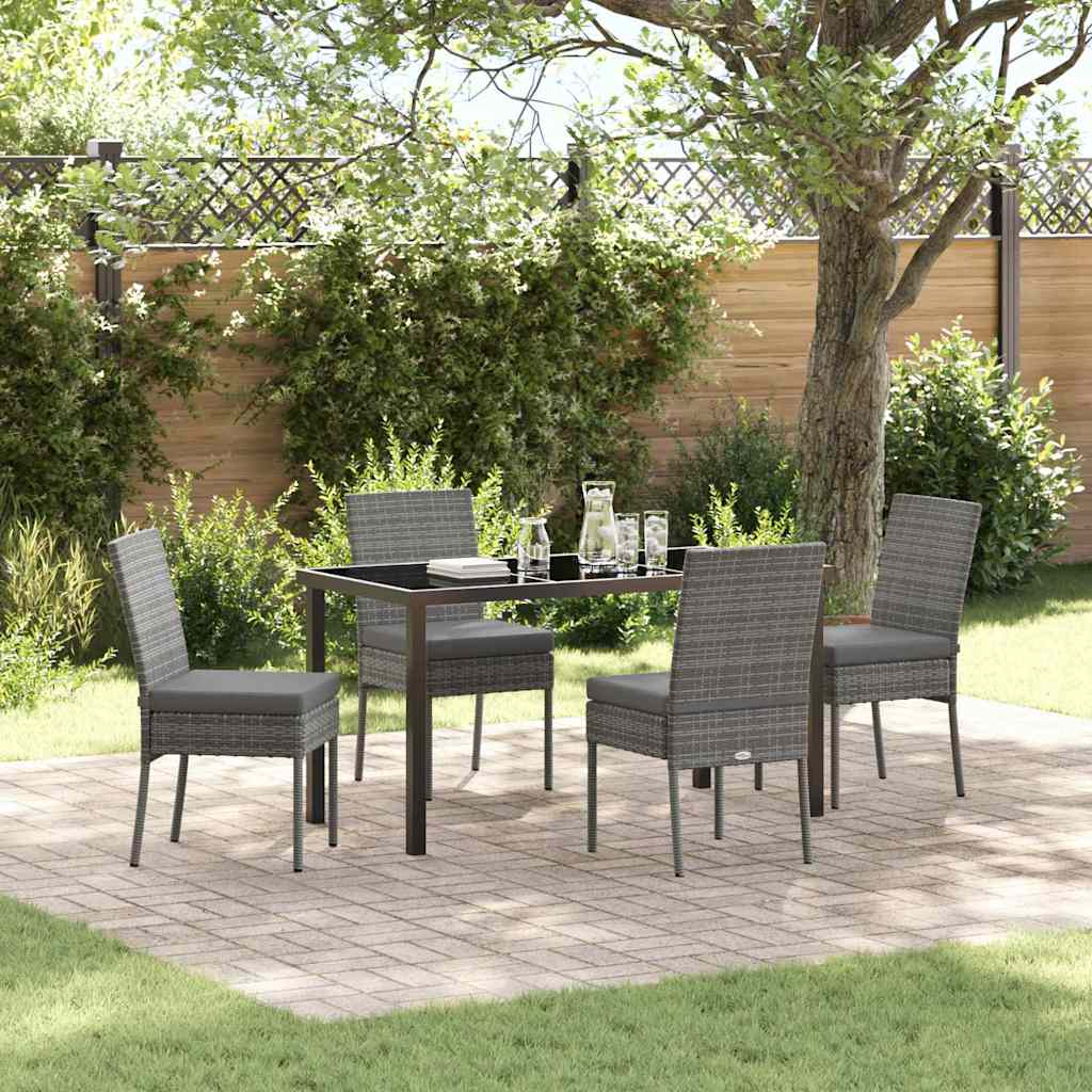 Garten Essgruppe 5 stk. Grau Pulverbeschichteter Stahl