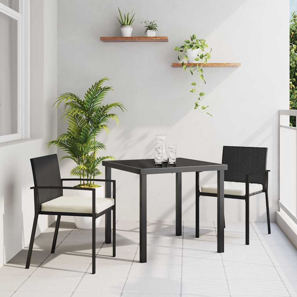 Garten Essgruppe 3 stk. Schwarz Pulverbeschichteter Stahl