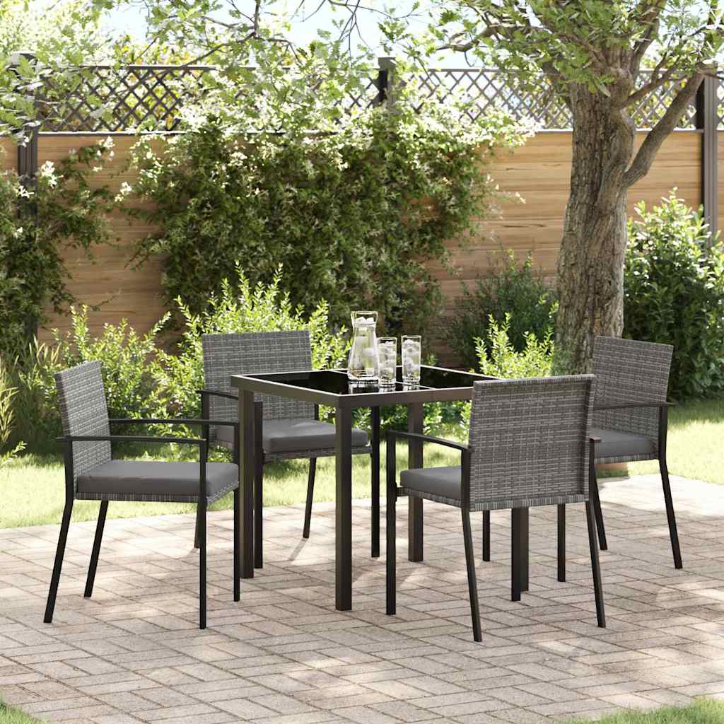 Garten Essgruppe 5 stk. Grau Pulverbeschichteter Stahl