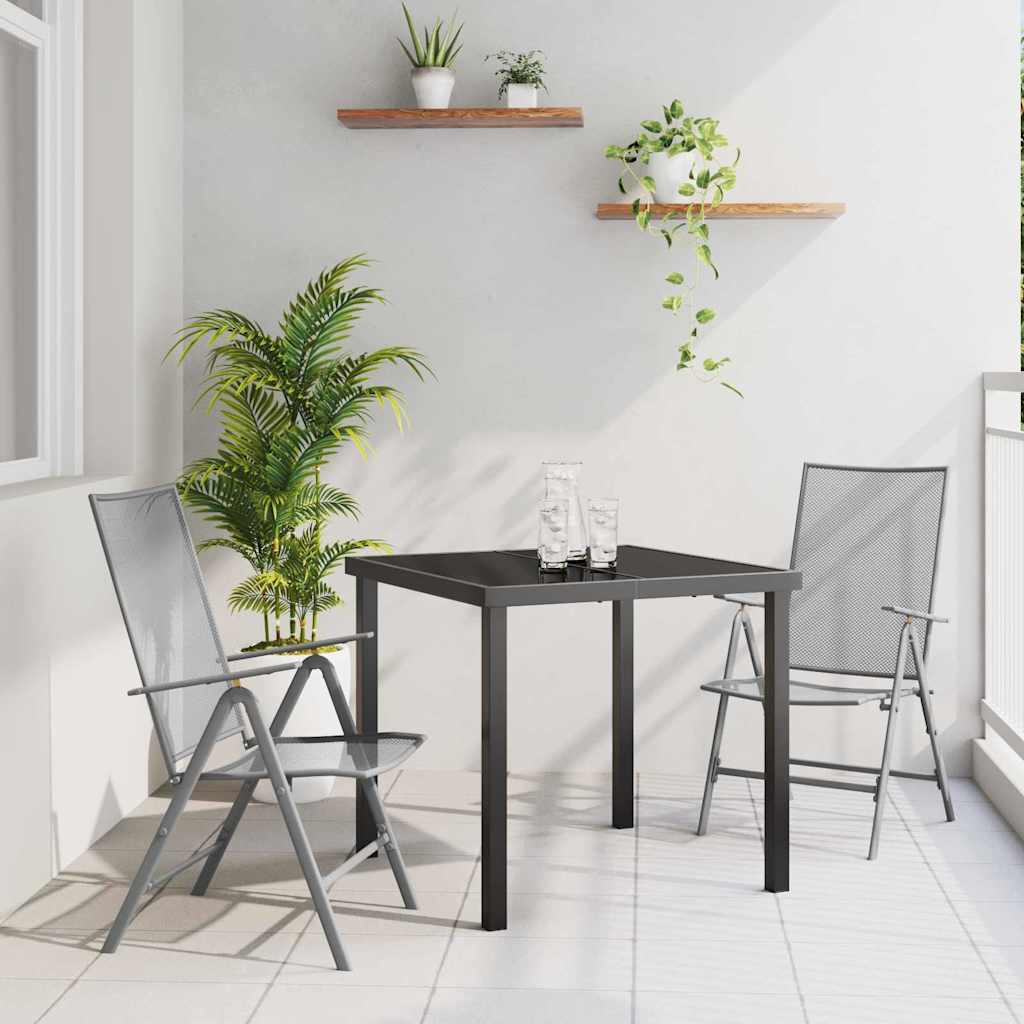 Garten Essgruppe 3 stk. Anthrazit Pulverbeschichteter Stahl