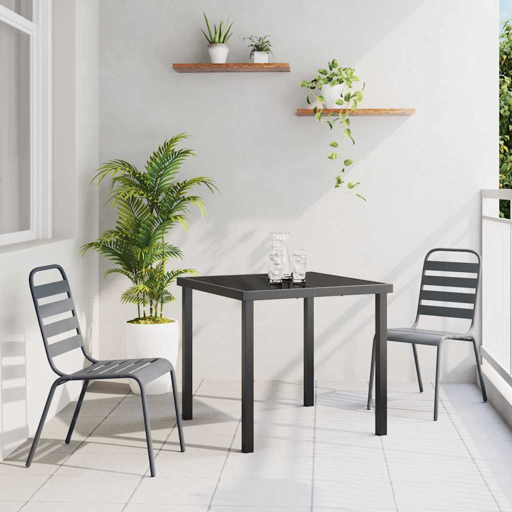 Garten Essgruppe 3 stk. Anthrazit Pulverbeschichteter Stahl