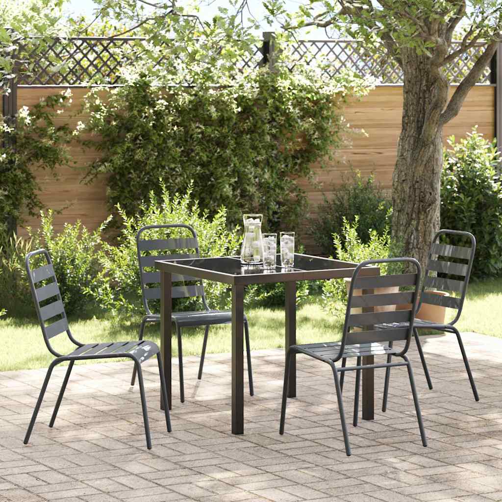 Garten Essgruppe 5 stk. Anthrazit Pulverbeschichteter Stahl