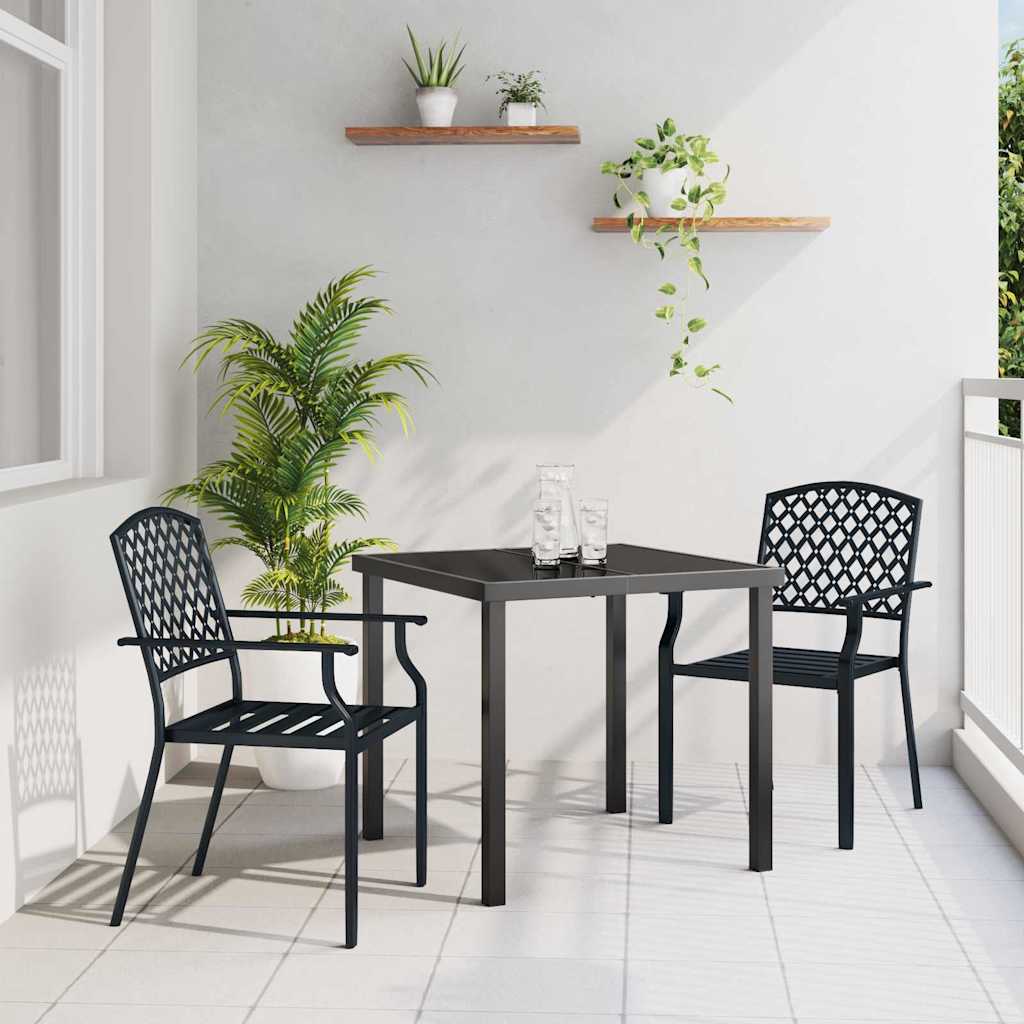 Garten Essgruppe 3 stk. Anthrazit Pulverbeschichteter Stahl