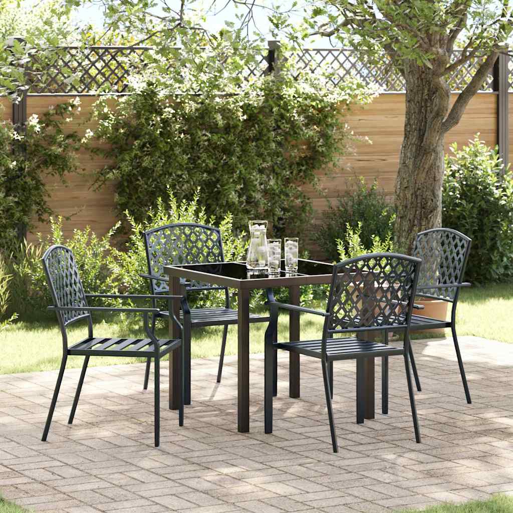 Garten Essgruppe 5 stk. Anthrazit Pulverbeschichteter Stahl