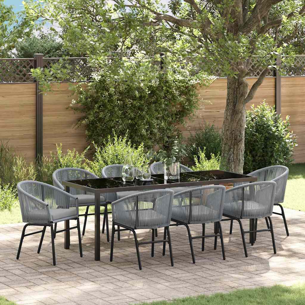 Garten Essgruppe 9 stk. Anthrazit Pulverbeschichteter Stahl