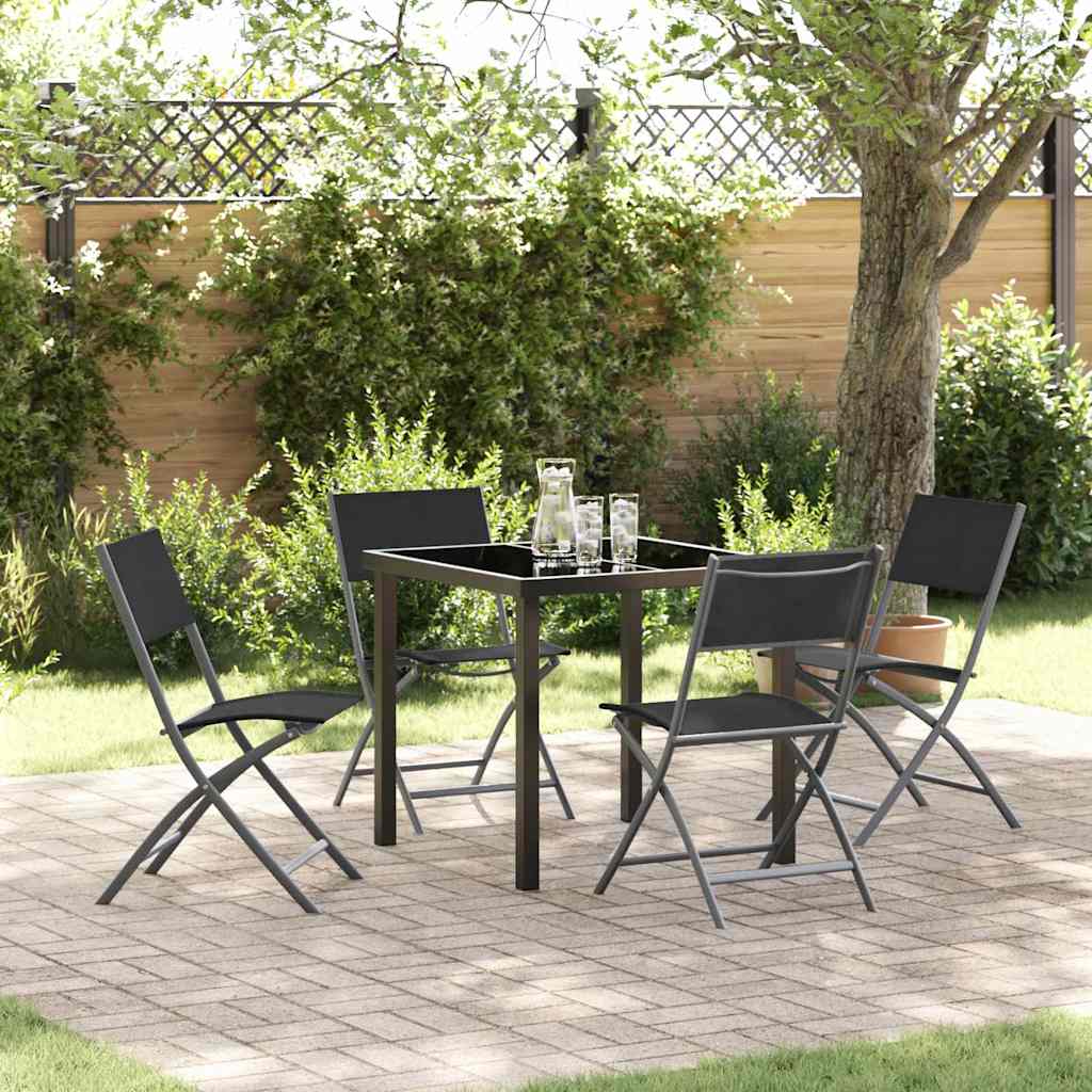 Garten Essgruppe 5 stk. Schwarz Pulverbeschichteter Stahl
