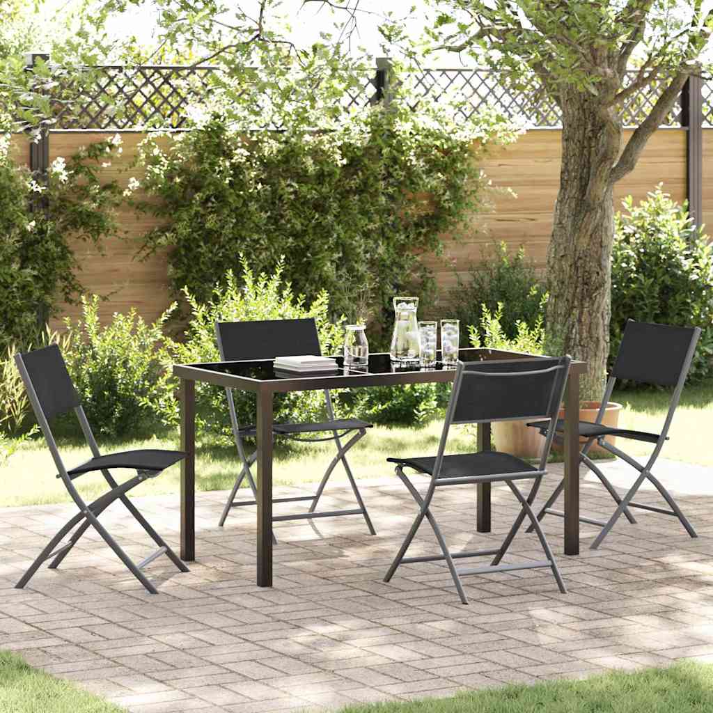 Garten Essgruppe 5 stk. Schwarz Pulverbeschichteter Stahl