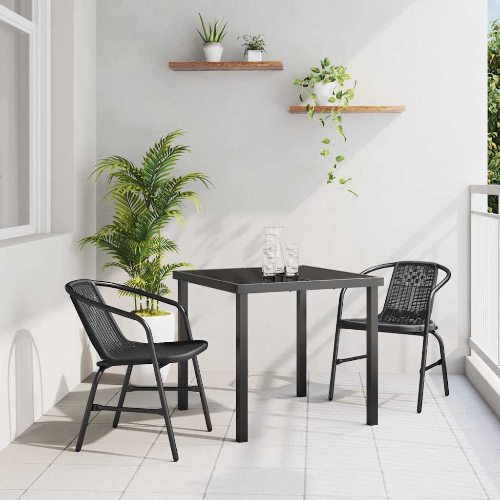 Garten Essgruppe 3 stk. Schwarz Pulverbeschichteter Stahl
