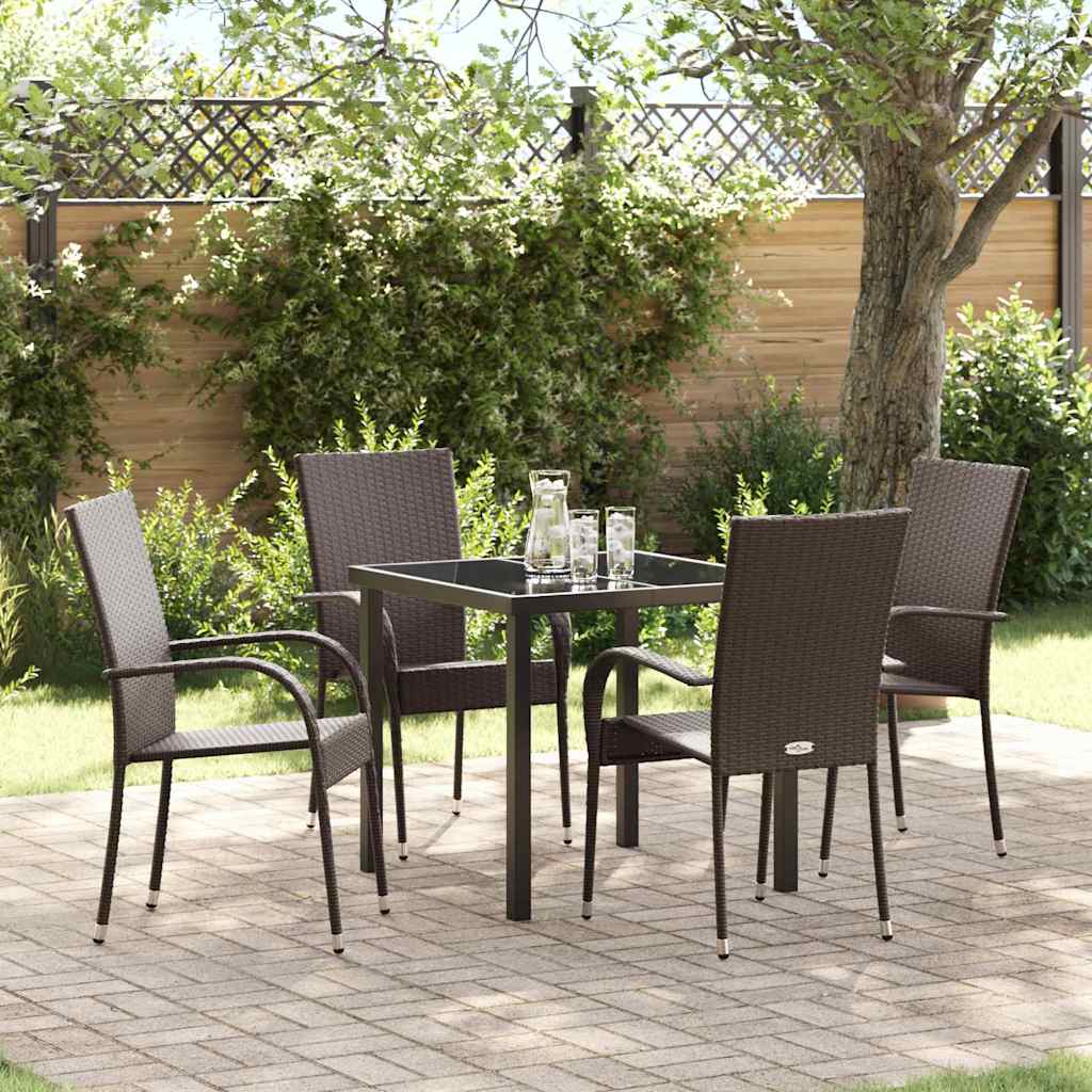 Garten Essgruppe 5 stk. Braun Pulverbeschichteter Stahl