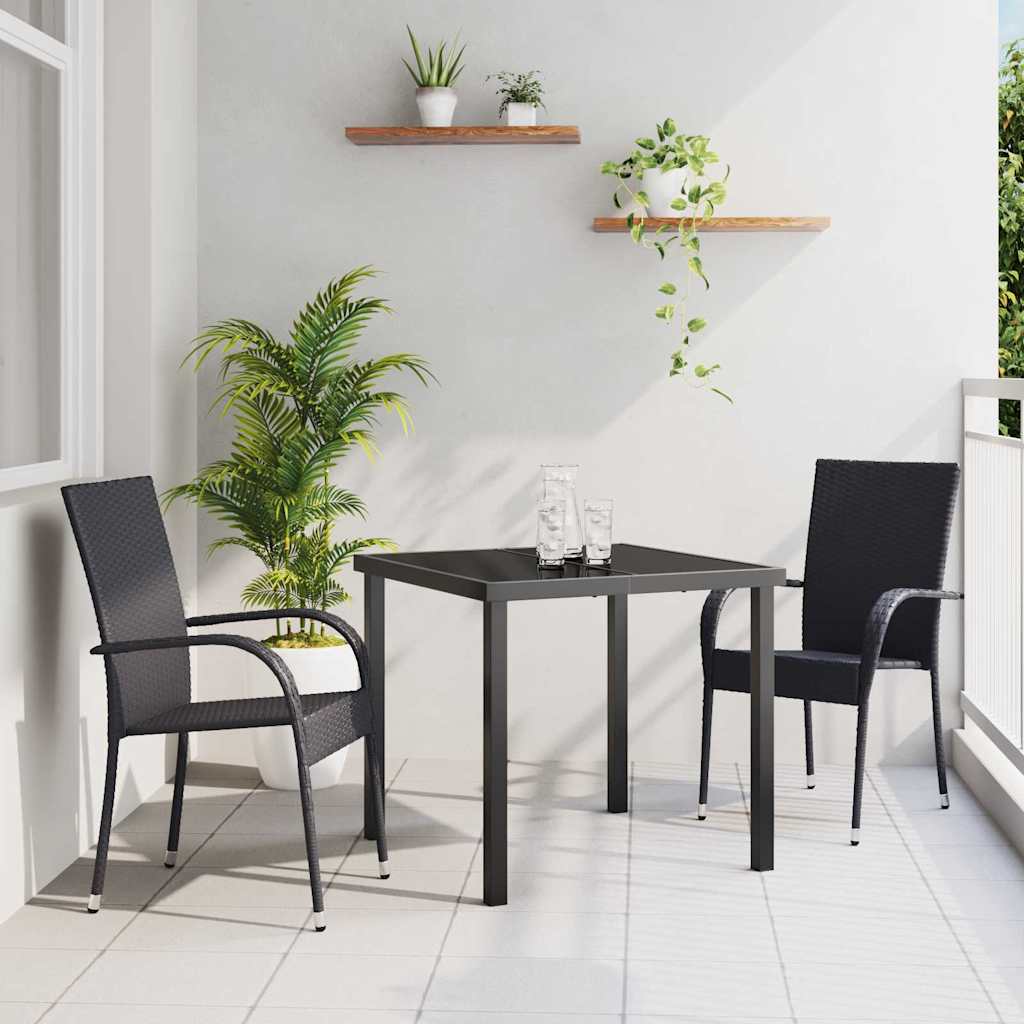 Garten Essgruppe 3 stk. Schwarz Pulverbeschichteter Stahl