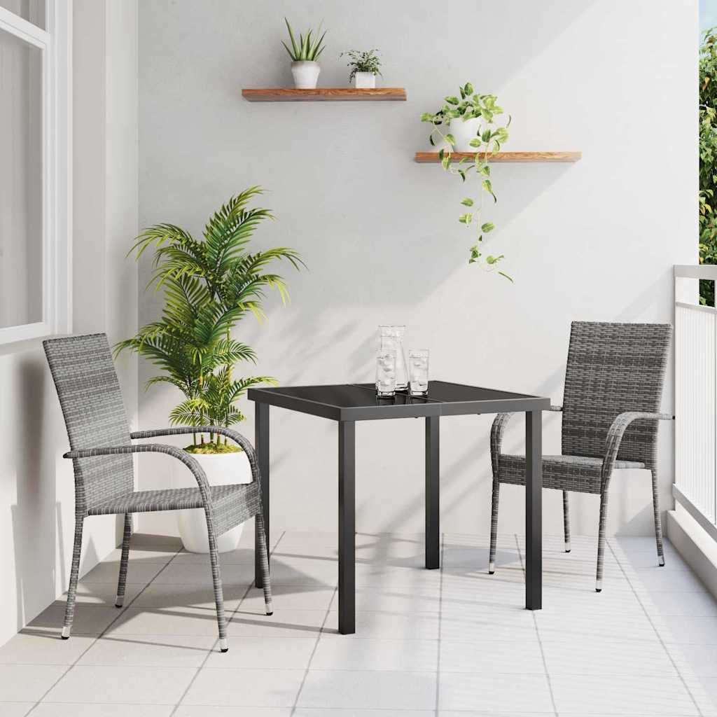 Garten Essgruppe 3 stk. Grau Pulverbeschichteter Stahl