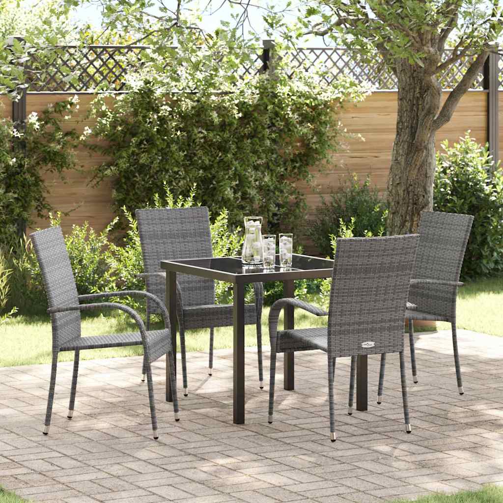 Garten Essgruppe 5 stk. Grau Pulverbeschichteter Stahl