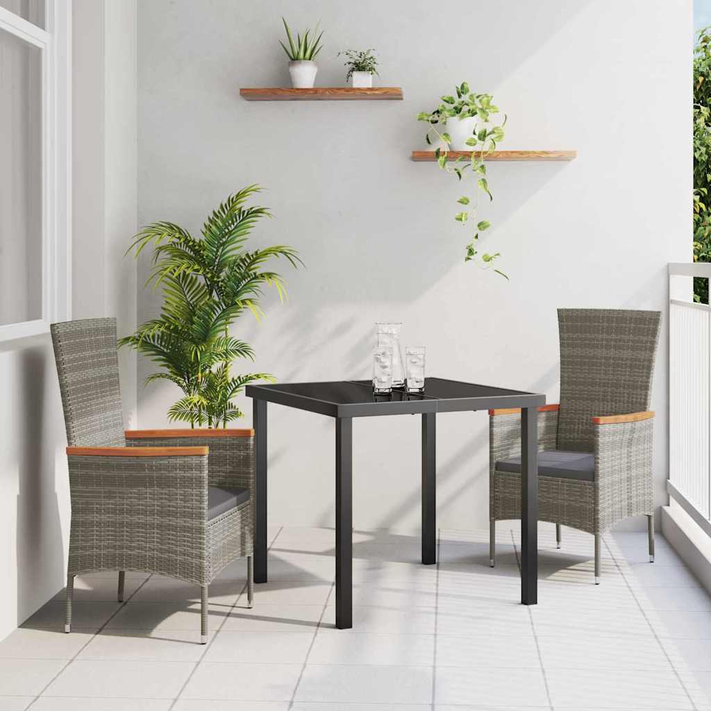 Garten Essgruppe 3 stk. Grau Pulverbeschichteter Stahl