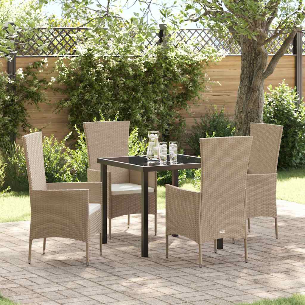 Garten Essgruppe 5 stk. Beige Poly-Rattan