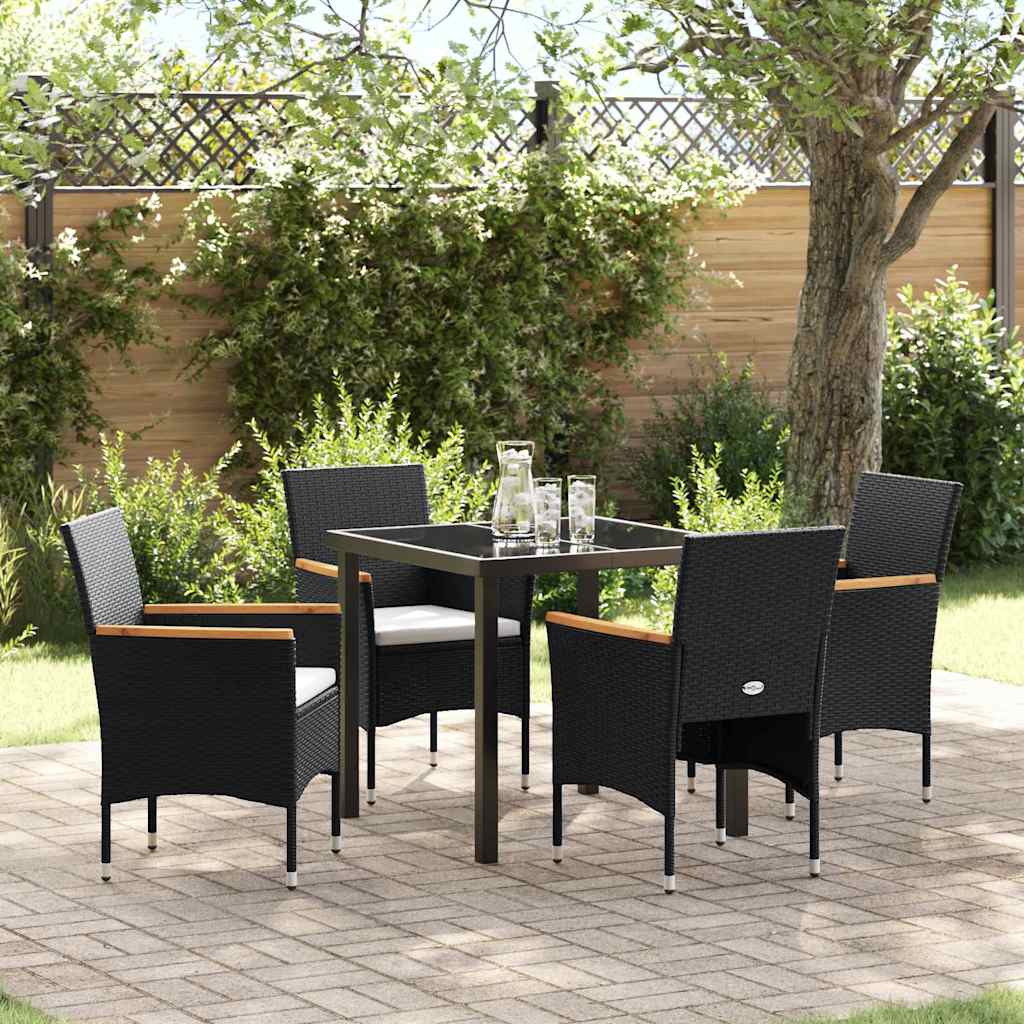 Garten Essgruppe 5 stk. Schwarz Poly-Rattan
