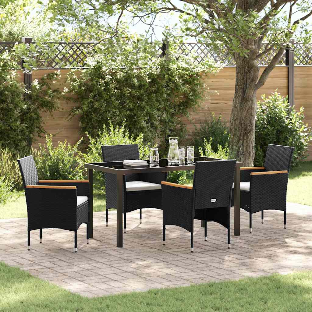 Garten Essgruppe 5 stk. Schwarz Poly-Rattan