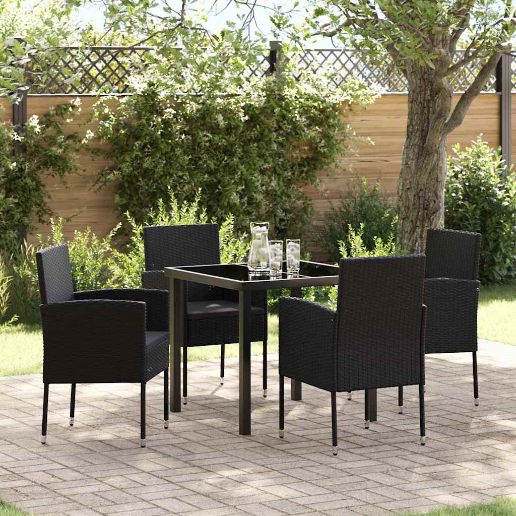 Garten Essgruppe 5 stk. Schwarz Poly-Rattan