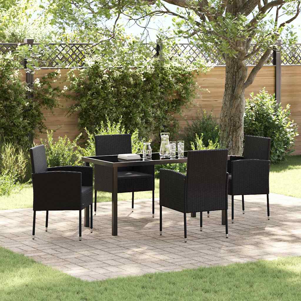 Garten Essgruppe 5 stk. Schwarz Poly-Rattan