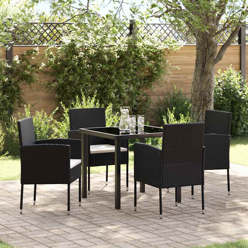 Garten Essgruppe 5 stk. Schwarz Poly-Rattan