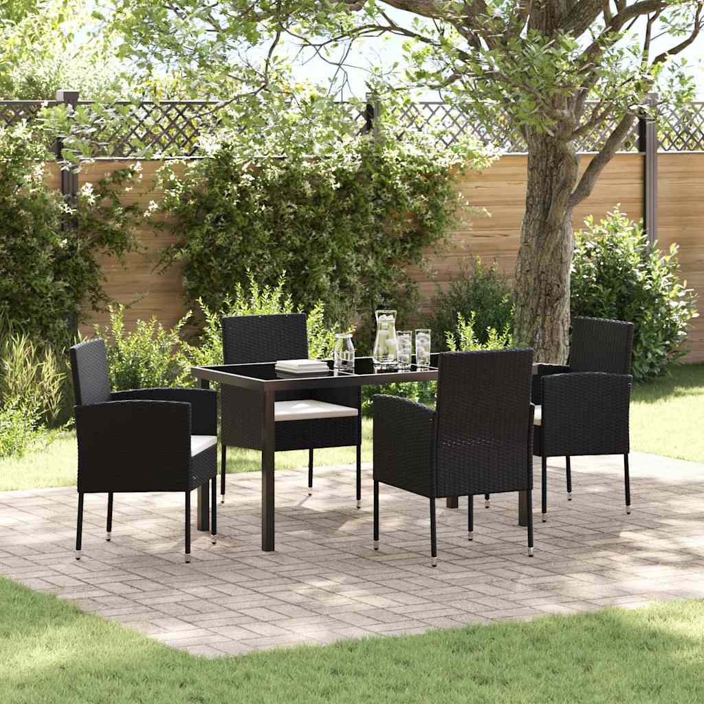 Garten Essgruppe 5 stk. Schwarz Poly-Rattan