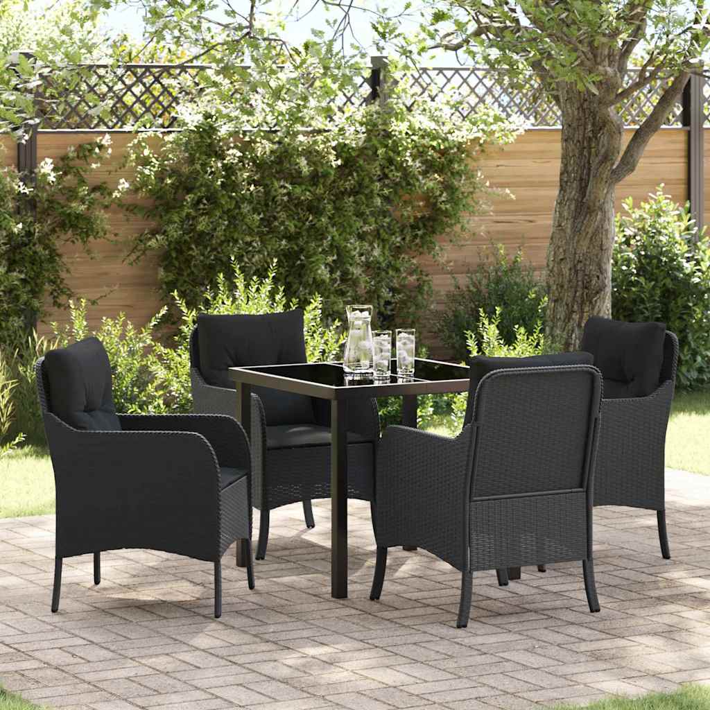 Garten Essgruppe 5 stk. Schwarz Poly-Rattan