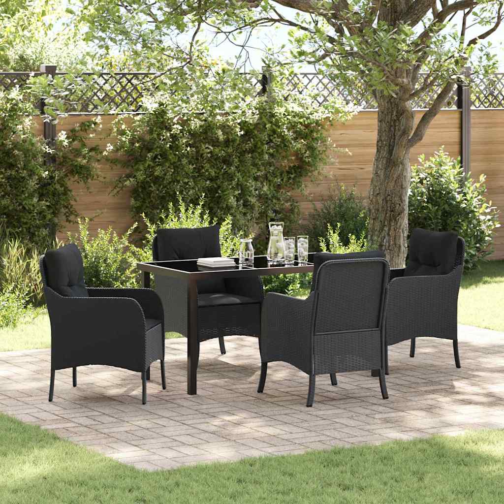 Garten Essgruppe 5 stk. Schwarz Poly-Rattan