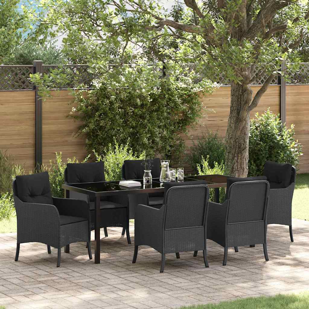 Garten Essgruppe 7 stk. Schwarz Poly-Rattan