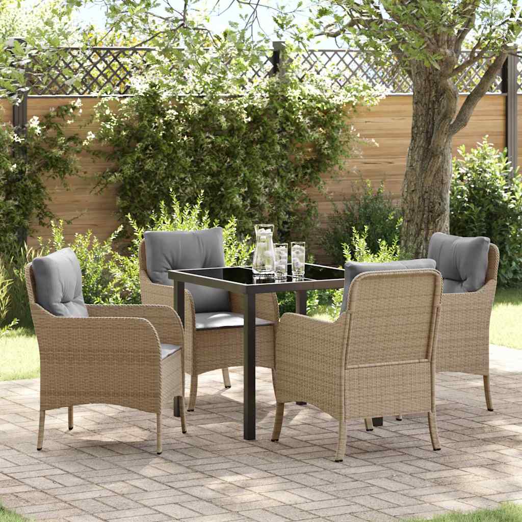 Garten Essgruppe 5 stk. Beige Poly-Rattan