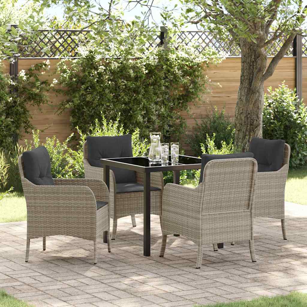 Garten Essgruppe 5 stk. Hellgrau Poly-Rattan