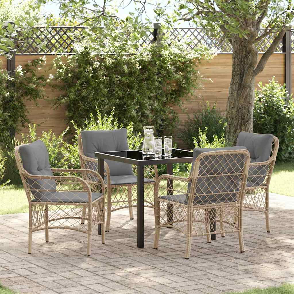 Garten Essgruppe 5 stk. Beige Poly-Rattan