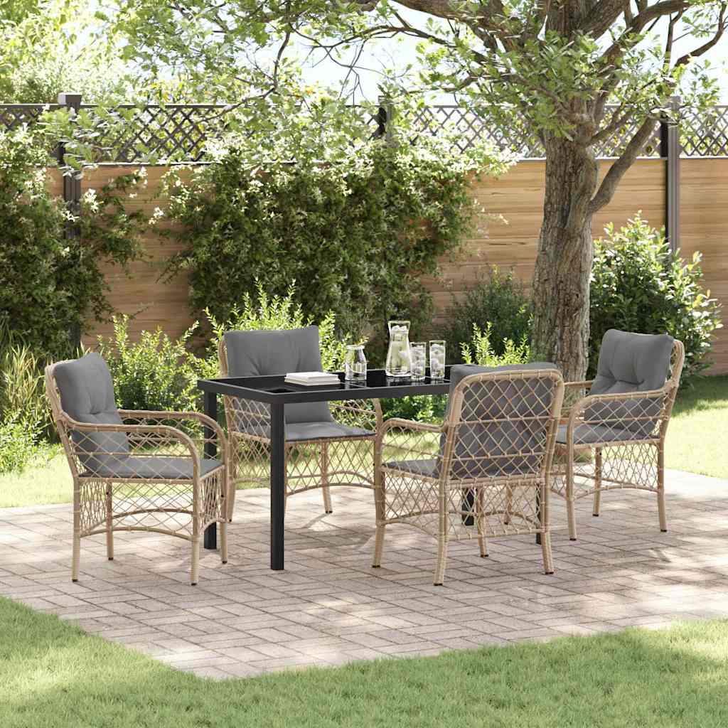 Garten Essgruppe 5 stk. Beige Poly-Rattan
