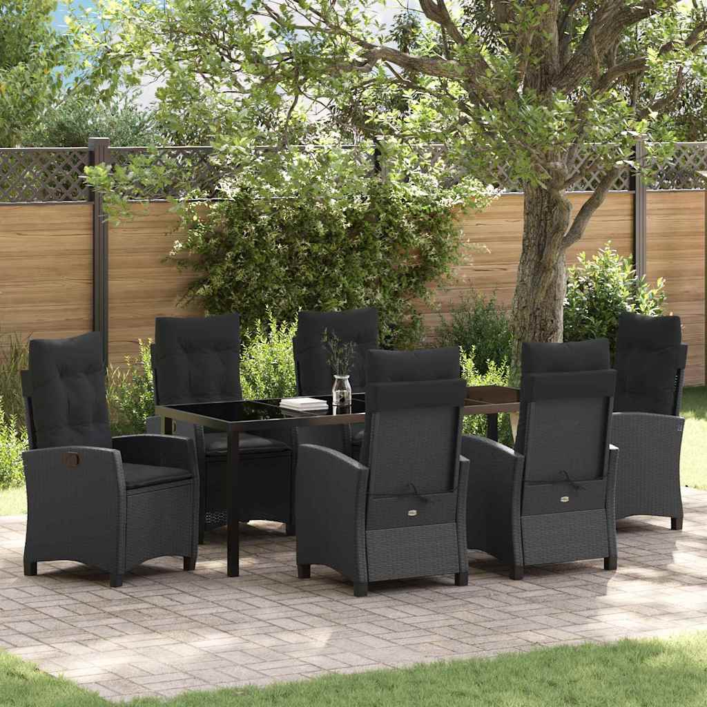 Garten Essgruppe 7 stk. Schwarz Poly-Rattan