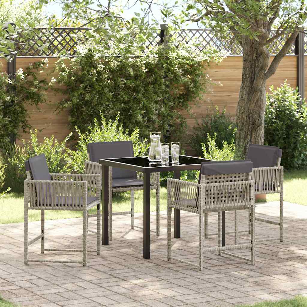 Garten Essgruppe 5 stk. Hellgrau Poly-Rattan