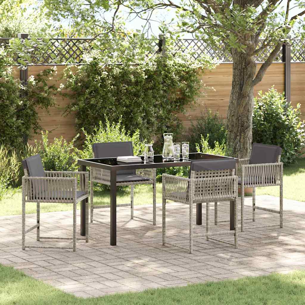 Garten Essgruppe 5 stk. Hellgrau Poly-Rattan
