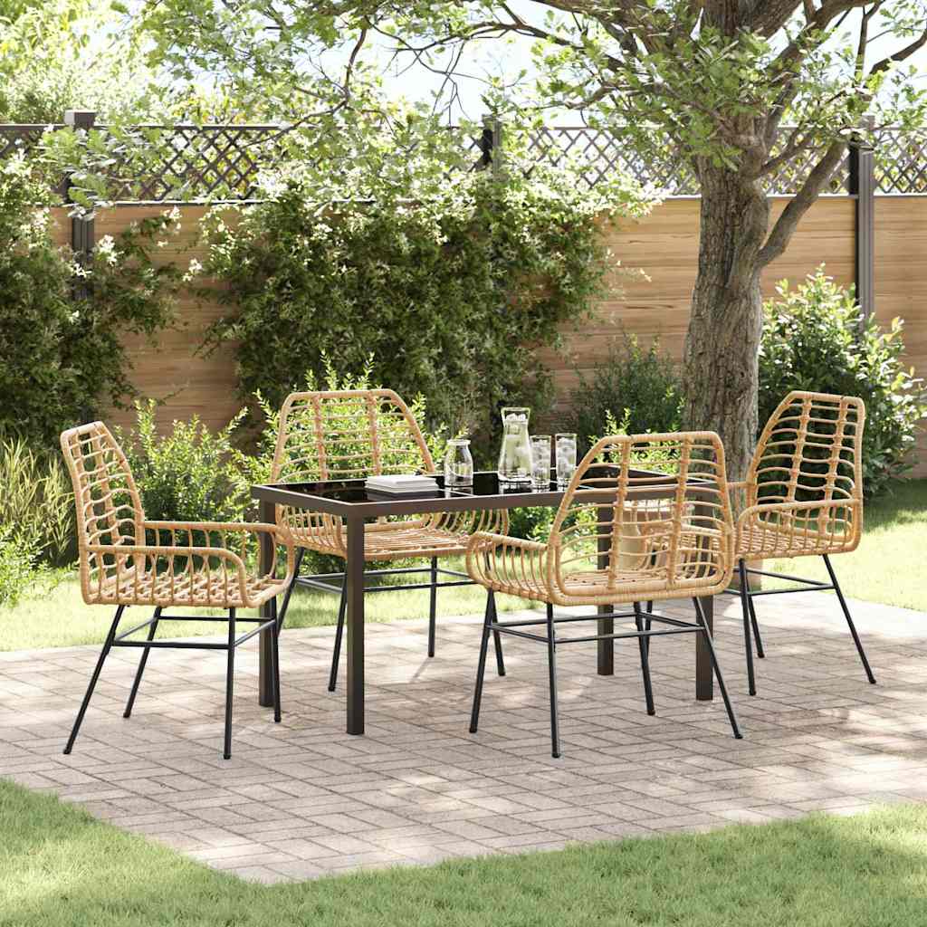Garten Essgruppe 5 stk. Braun Poly-Rattan