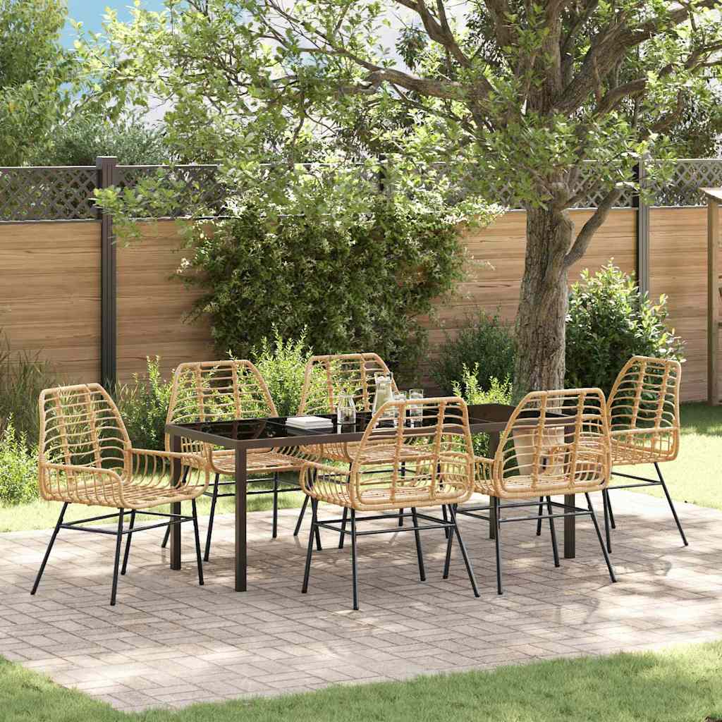 Garten Essgruppe 7 stk. Braun Poly-Rattan